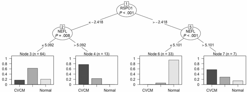 Decision tree for CVCM classification using RSPO1 and NEFL