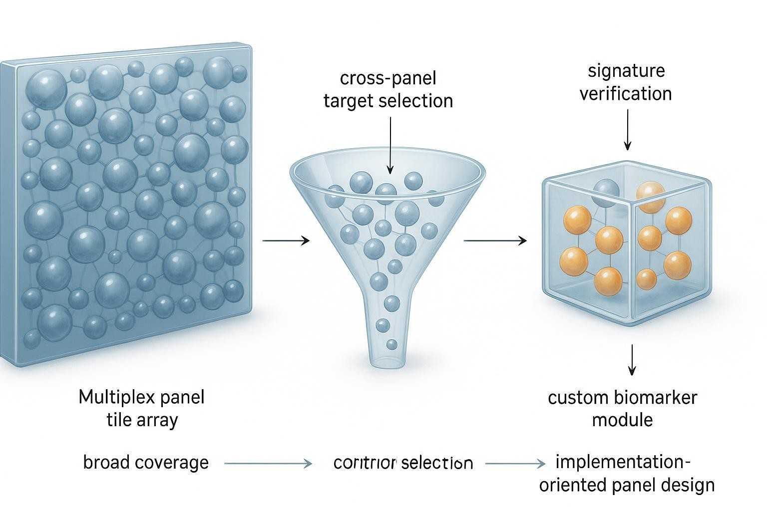 Scientific comparison figure showing Olink Flex and Olink Focus as two different custom biomarker design routes.