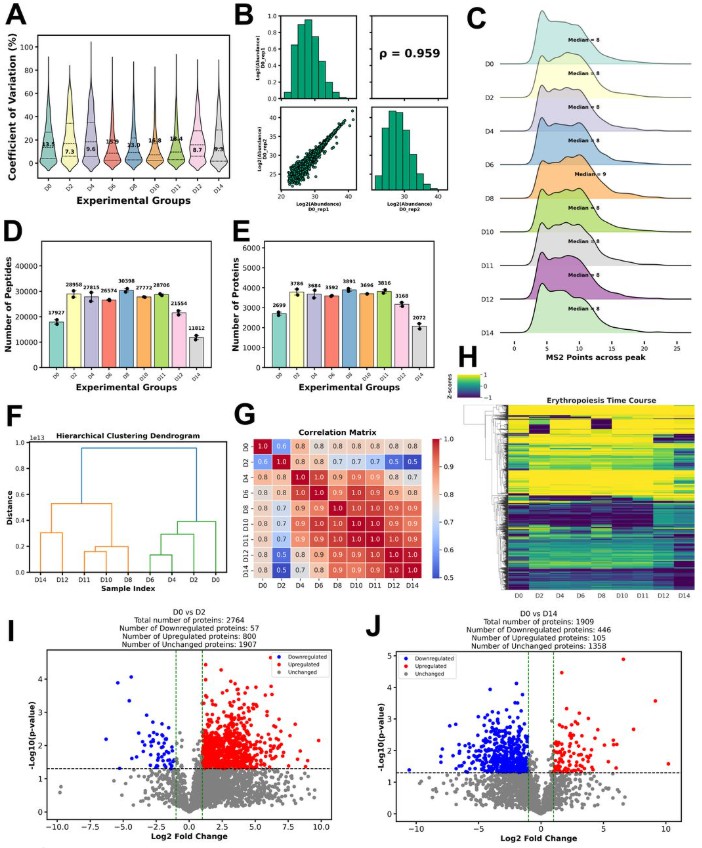Proteomics data heatmap over time showing NPX variation