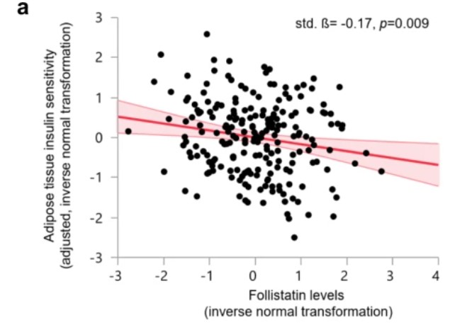Adipose tissue insulin sensitivity correlation with follistatin levels in the Tübingen diabetes study cohor