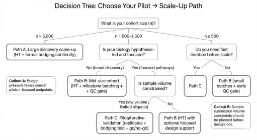 decision tree for Olink Explore HT pilot to scale-up path