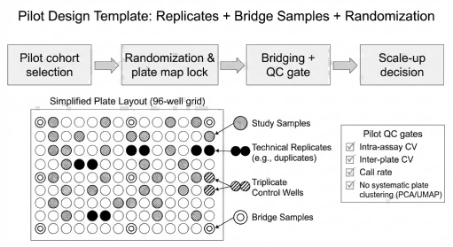 dOlink Explore HT pilot design with replicates and bridge samples